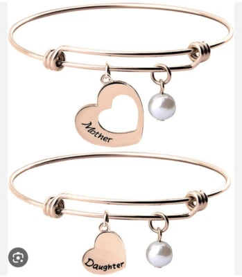 Pulseira ROSA TOM OURO MÃE E FILHA DOIS PRESENTES AJUSTÁVEIS Por KUIYAI - Imagem 1 de 3