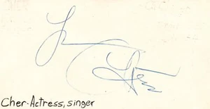 Cher Actress Singer Music Autographed Signed Index Card JSA COA - Picture 1 of 2