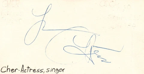 Cher Actress Singer Music Autographed Signed Index Card JSA COA Cover