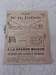 13 Mars 1897 - Programme du bal des étudiants de Lyon - Illustrations Art Déco - Picture 1 of 6