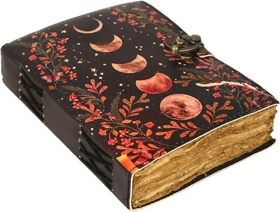 MoonPhase Spell Book of Shadows Journal with Lock Clasp Vintage Handmade Journal - Image 1 of 4