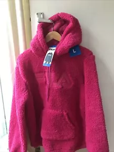 Ladies Fila Logo Beetroot Purple Fleece Hoodie Hoodie ITEM 360381 Size L New - Picture 1 of 12