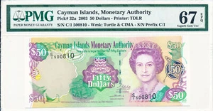 Monetary Authority Cayman Islands $50 2003 PMG 67EPQ - Picture 1 of 2