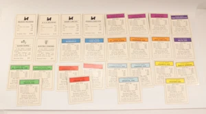 VINTAGE 1973 MONOPOLY GAME BOARD PARTS PARKER BROTHERS Title Deed Cards Only - Picture 1 of 9