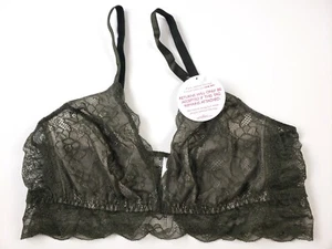 Undies.com Women's Juniors Lace Bralette, Olive Green, XL - Picture 1 of 5