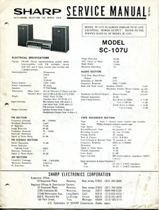 SISTEMA ESTÉREO FM/AM MANUAL DE SERVICIO NÍTIDO DE COLECCIÓN MODELO SC-107U - Imagen 1 de 2