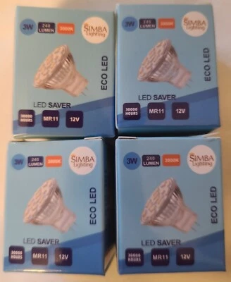 Simba [4 Pack] LED MR11 3W 20W 12V Halogen Replacement GU4 Bi-Pin - Image 1 of 4