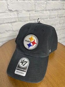 Cappello regolabile Pittsburgh Steelers '47 marca pulizia nuovo con adesivi cappello papà - Foto 1 di 3