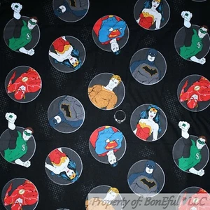 BonEful FABRIC FQ Cotton Quilt B&W Super Hero Man Batman Wonder Woman Flash Mask - Picture 1 of 14