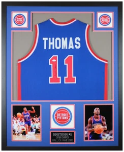 Isiah Thomas Autographed and Framed Blue Detroit Jersey Auto JSA COA - Picture 1 of 5