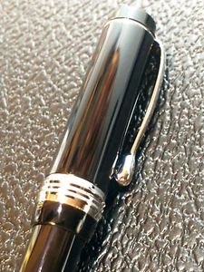 LIMITED EDITION 2001 BEXLEY 18K GOLD M NIB BLACK & RHODIUM VINTAGE FOUNTAIN PEN - Picture 1 of 12