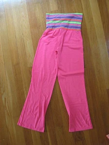 girls Converse YOGA FIT PANTS S 8 10 pink purple gray striped leggings sweat - Picture 1 of 3