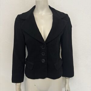 Black Coast Fitted Blazer Jacket Wool Cropped Size 8