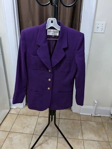 VINTAGE Albert Nippon Skirt Jacket Suit Set Purple Size 4 Very Good Condition - Picture 1 of 16