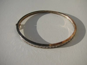 MAKERS MARK INITIALS 925 CHINA CHANNEL SET CZ HINGE BANGLE BRACELET SAFETY CLASP - Bild 1 von 8