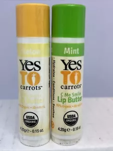 2 Tuben YES TO CARROTS C Me Smile Lippenbutterbalsam - Melone & Minze VERSIEGELT - Bild 1 von 5