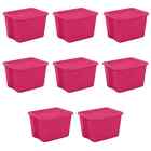 Sterilite 18 Gallon Tote Box Plastic, Fuchsia Burst, Set of 8,pink
