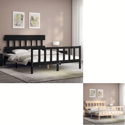 Bed Frame Bed Base with Headboard Bedstead Bed Frame Bedroom Solid Wood vidaXL - image 1 of 2