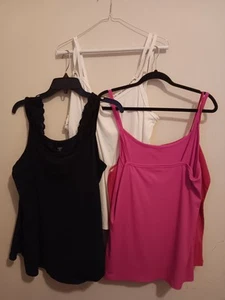 (6) Women's Plus Size 18-20 Tank Tops, 2 Pink, 2 Black, 2 White, Great Condition - Picture 1 of 12