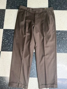 Abito plissettato Loro Piana pantaloni 100% lana super 120s marrone uomo 38x30 - Foto 1 di 9
