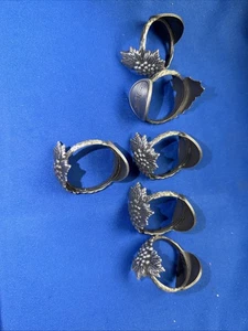 6 ~ Hochwertige Zinn Trauben Blatt Rebe Serviettenringe BV Marke Weinprobe - Bild 1 von 4