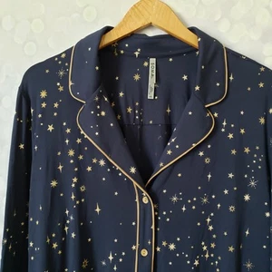 Soma XXL Cool Nights Printed Notch Collar PJ Top Ready To Glow Navy Gold Stars - Bild 1 von 9