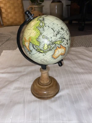 Globo giratorio mapa del mundo de escritorio con base de madera 10" Foto 1 de 4