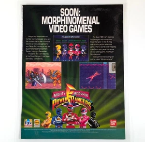 Mighty Morphin Power Rangers 1994 laminated video game Ad SNES Game Boy Gift - Picture 1 of 6