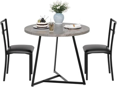 Kitchen Table with 2 Chairs,2-Person Round Dining Table Sets for Small Spaces - Image 1 of 4