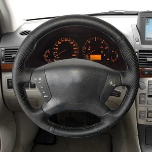 Black Leather Steering Wheel Cover For Toyota Avensis 2003 2004 2005 2006 2007 - Picture 1 of 9