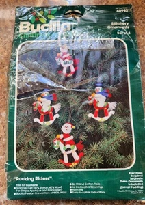 Vintage Bucilla Rocking Horse Felt Ornaments Kit, New but Damaged Pkg.Comb-ship - Picture 1 of 4