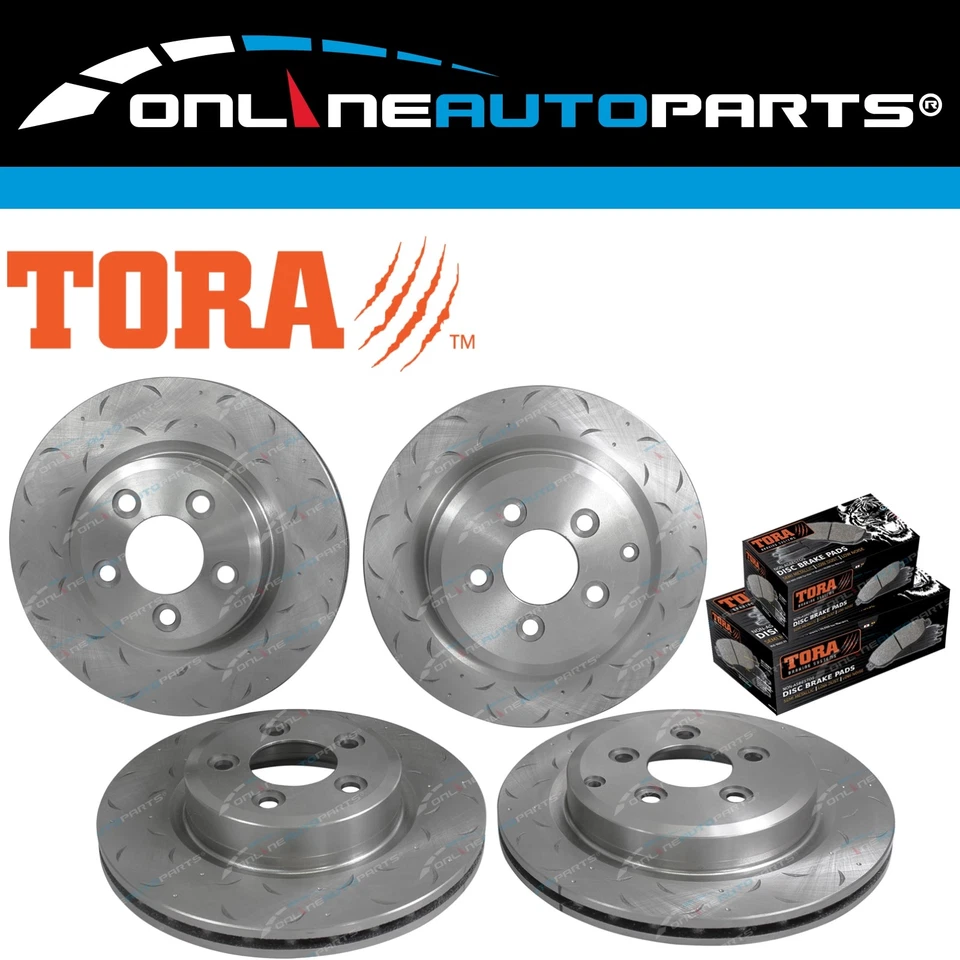 Front & Rear Slotted & Dimple Rotors + Brake Pads for Territory SX SY SZ 04~16 - Image 1 of 1