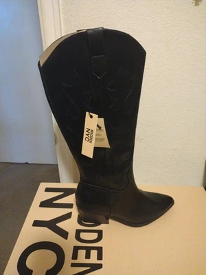 Botas occidentales altas Madden NYC para mujer de cuero sintético negro talla 9. Foto 1 de 4