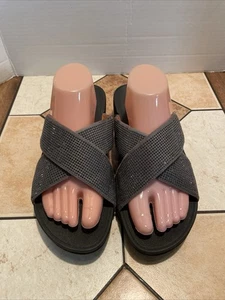 Microwobbleboard FitFlop Lulu taglia 10 scivoli glitterball zeppa incrociata peltro - Foto 1 di 10