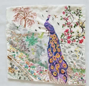 Vintage Eastern European Hand Embroidered Landscape Cushion Cover 51x50cm - Picture 1 of 12