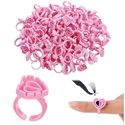 100 Pcs Glue Rings for Eyelash Extensions, Lash Glue Rings Quick Blossom Pigment - Image 1 of 4