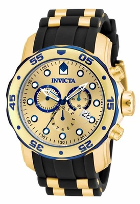 Reloj Invicta para hombre profesional buceo cuarzo 48 mm esfera dorada silicona negra 17887 Foto 1 de 4
