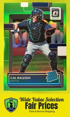 2022 Donruss Optic Lime Green Prizm Rated Rookie Cal Raleigh #39 Mariners Rookie - Imagem 1 de 2