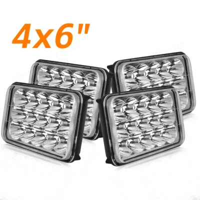 4pcs 4x6'' Black LED Headlights Hi/Lo Sealed Beam For GMC T6500 T7500 1997-2009 - Image 1 of 4