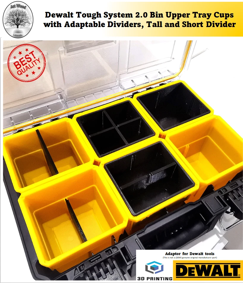 Dewalt Tough System 2.0 Bin Upper Tray Cups  with Adaptable Dividers - Image 1 of 1