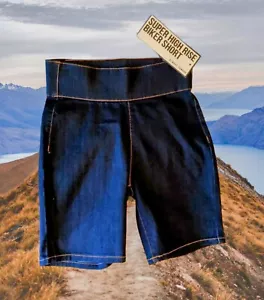 ALMOST FAMOUS Super HIGH RISE Biking Bike Shorts Denim Blue Jean Size Small NWT - Picture 1 of 9