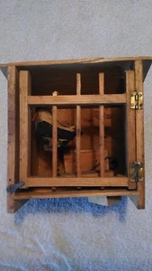 1890's German Wooden Pip-Squeak Crowing Rooster in Chicken Coop Squeaker Toy - Picture 1 of 10