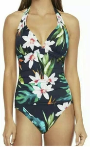 Lauren Ralph Lauren Neckholder Mio Badeanzug, Tropical, Größe 4 - Bild 1 von 10