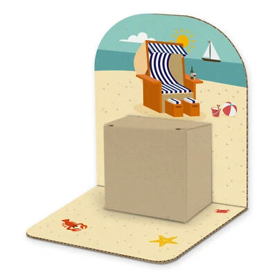 itenga Geldgeschenk Verpackung Gutschein Strandkorb zum Aufstellen Geschenkbox - Bild 1 von 4