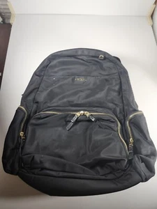Tumi Meggie Backpack Black W/ Gold Hardware Nylon Beige Interior - Picture 1 of 22