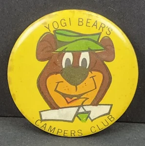 Vintage Yogi Bear Camper Club Button Pinback Yellow Hanna Barbera - Picture 1 of 9
