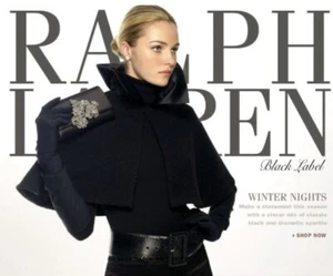 $1950 Ralph Lauren Etiqueta Negra Lujo Lana Cachemira Capa Chal Abrigo de Noche S - Imagen 1 de 6