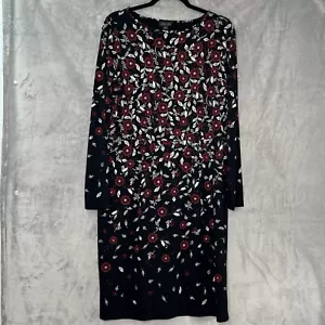 Vestido J Jill Talla M Alto Mujer Rojo Negro Blanco Floral Jersey Tejido - Imagen 1 de 11
