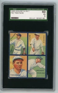 1935 Goudey 4 in 1 #7B Pie Trainor Lucas/Thevenow/Wright HOF SGC 5 EX - Picture 1 of 2