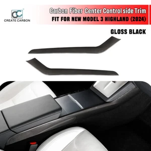 Real Carbon Fiber Center Control Side Cover For Tesla Model 3 Highland 2024+ - Picture 1 of 8